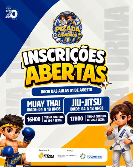 Crianças e adolescentes da região sul de Palmas podem se inscrever em aulas gratuitas de Muay Thai e Jiu-Jítsu