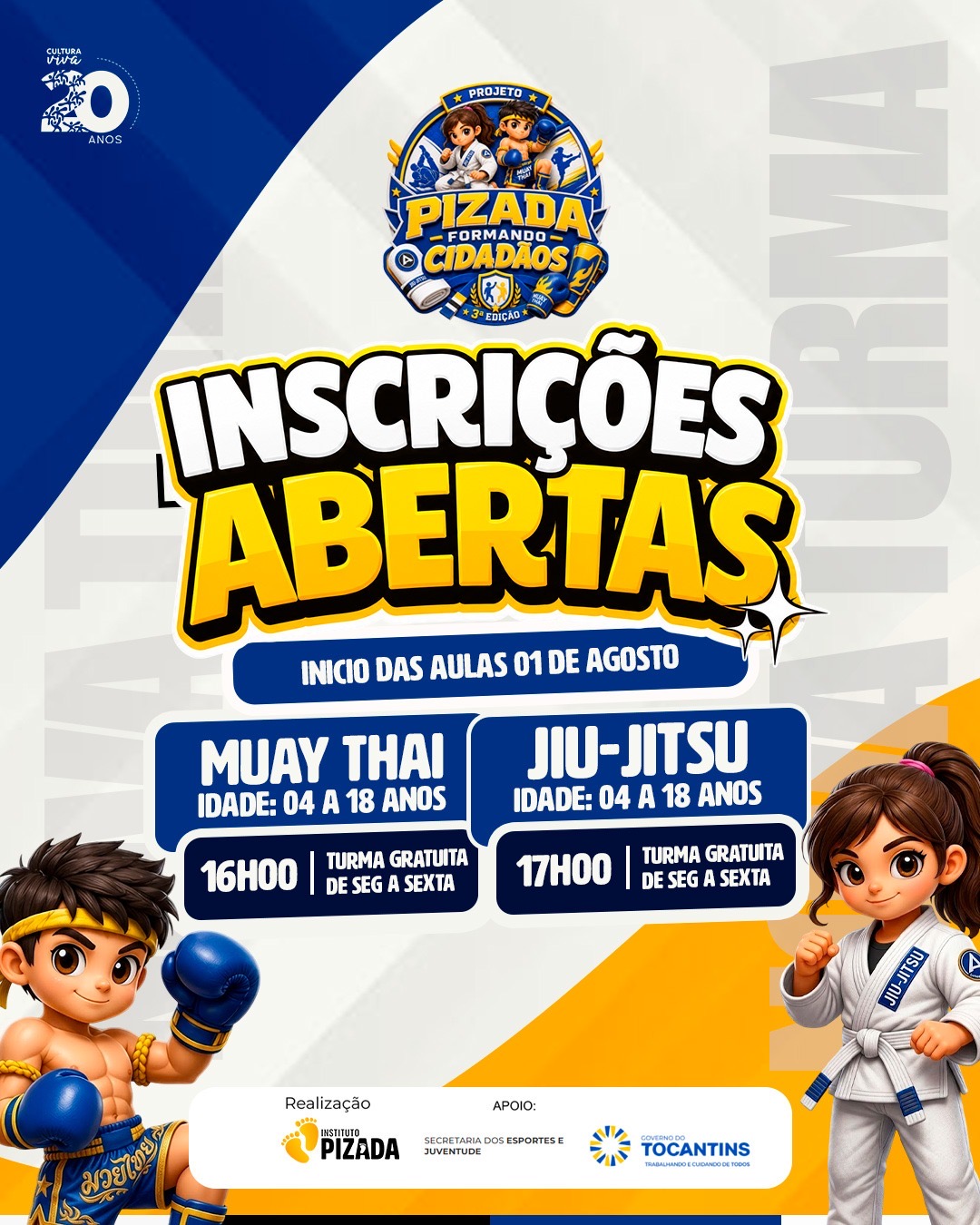 Crianças e adolescentes da região sul de Palmas podem se inscrever em aulas gratuitas de Muay Thai e Jiu-Jítsu Crianças e adolescentes da região sul de Palmas podem se inscrever em aulas gratuitas de Muay Thai e Jiu-Jítsu