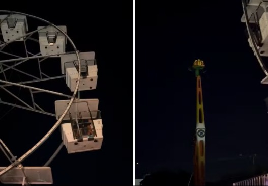 Visitantes esperaram dentro dos brinquedos durante apagão programado — Foto: Reprodução/Instagram Palmas Trends