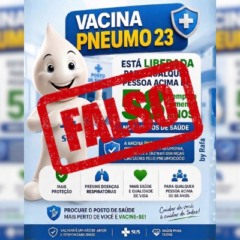 Sa&uacute;de de Palmas alerta para card falso sobre vacina Pneumo 23