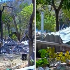 Constru&ccedil;&otilde;es foram derrubadas com o uso de maquin&aacute;rio &mdash; Foto: Reprodu&ccedil;&atilde;o/Tv Anhanguera