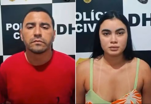 Igor Gustavo Veloso de Souza e Kathellen Moreira foram presos em Palmas — Foto: Divulgação/Instagram Delegado Eduardo Meneses