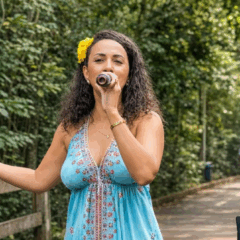Jucy Pontes se apresenta na ponte da pista de cooper do Parque Cesamar - Foto: Arquivo Pessoal