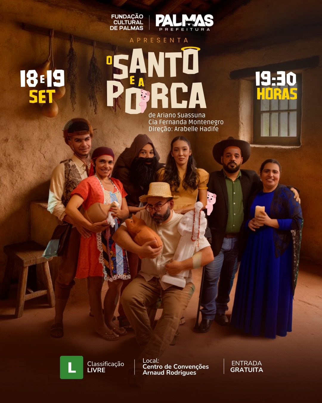 Clássico de Ariano Suassuna, ‘O Santo e a Porca’ ganha apresentações gratuitas em Palmas