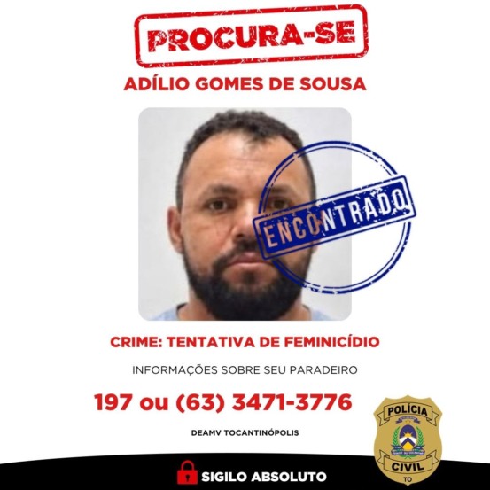 Homem foi preso após se apresentar à Polícia Civil
Crédito - Foto: DICOM SSP TO 
